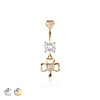 316L SURGICAL STEEL MULTI CZ CLOVER ROUND CZ DANGLE CZ BELLY BUTTON NAVEL RING 